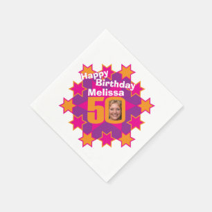 50. Geburtstags-Foto und rosa Serviette