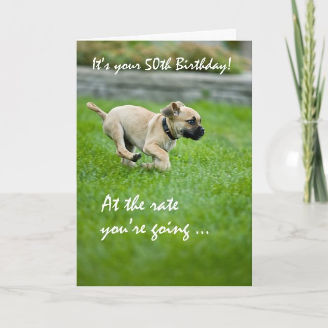 50. Geburtstags Funny Dog Card Karte (Vorderseite)
