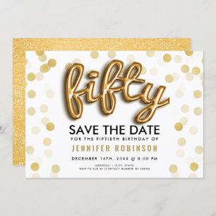 50. Geburtstags-Gold steigt GlitzerConfetti im Einladung