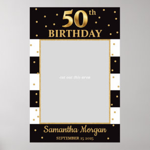 50. Geburtstags-Gold-und-Schwarz-Foto-Prop-Rahmen Poster
