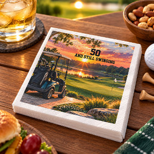 50. Geburtstags-Golfparty-Sonnenuntergang Serviette