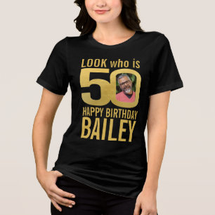 50. Geburtstags-Look 50 benutzerdefiniertes golden Tri-Blend Shirt