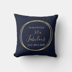 50. Geburtstags-Navy-Gold-Personalisiert Kissen