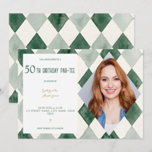 50. Geburtstags-Par-Tee-Wasserfarbe Argyle Golf Gr Einladung