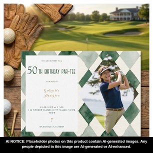 50. Geburtstags-Par-Tee-Wasserfarbe Argyle Golf Gr Einladung