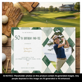 50. Geburtstags-Par-Tee-Wasserfarbe Argyle Golf Gr Einladung