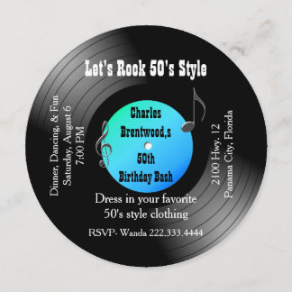 50. Geburtstags-Party-Aufzeichnungs-Einladung Einladung