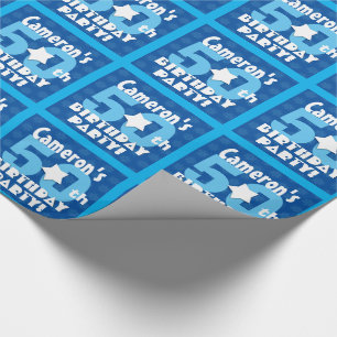 50. Geburtstags-Party-blaue Stern-individueller Geschenkpapier