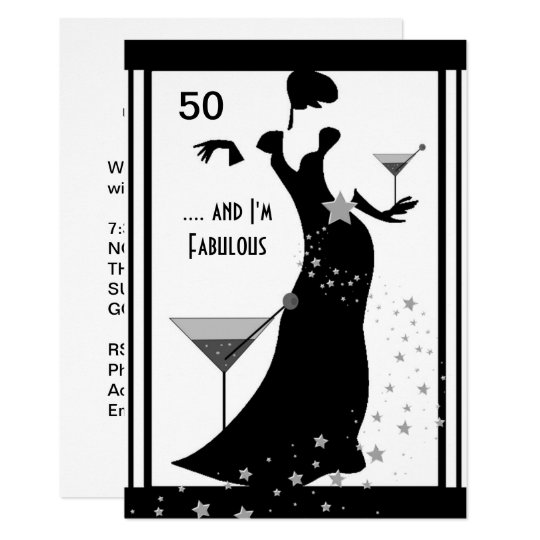 50 Geburtstags Party Diva Kunst Deko Schwarz Weiss Einladung Zazzle At