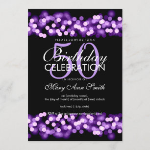 50. Geburtstags-Party-Imitatlila Hollywood-Zauber Einladung