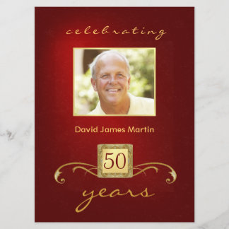 50. Geburtstags-Party - männliches rotes Gold lädt Einladung