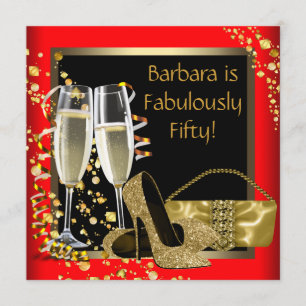 50. Geburtstags-Party rotes schwarzes Einladung