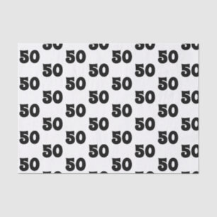 50. Geburtstags-Schwarzweiss-Muster Seidenpapier