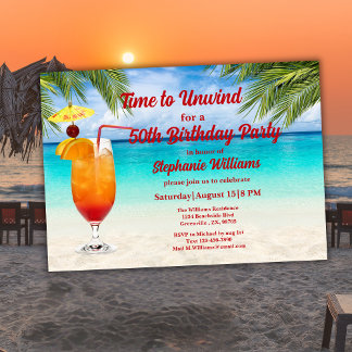 50. Geburtstags-Sommer-Cocktail-Strandparty Einladung