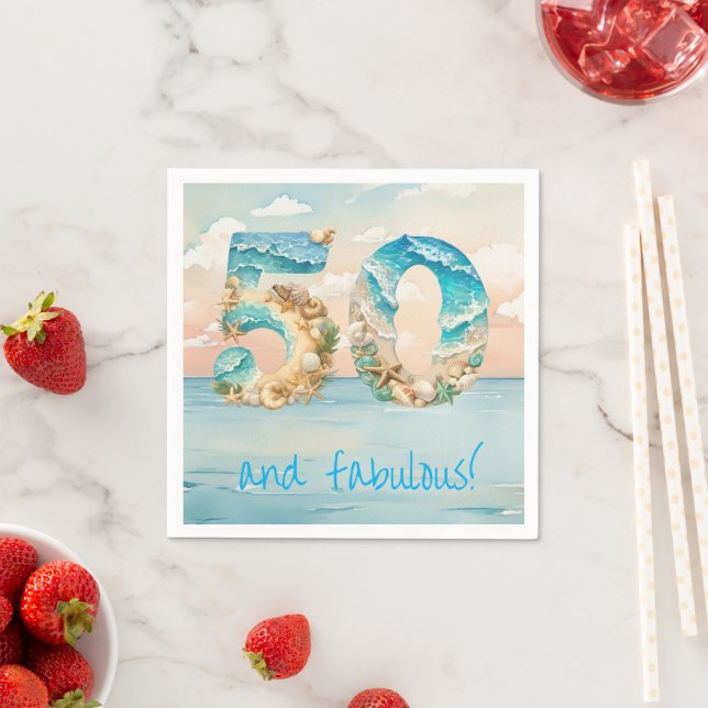 50. Geburtstags-Strandparty Serviette (Beispiel)