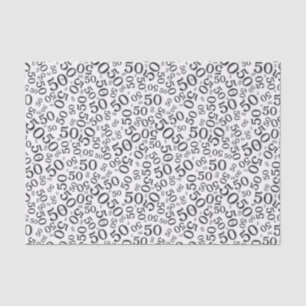 50. Geburtstags-Zahl-Muster Schwarzweiss Seidenpapier