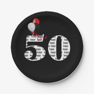 50. Geburtstagsballons Pappteller