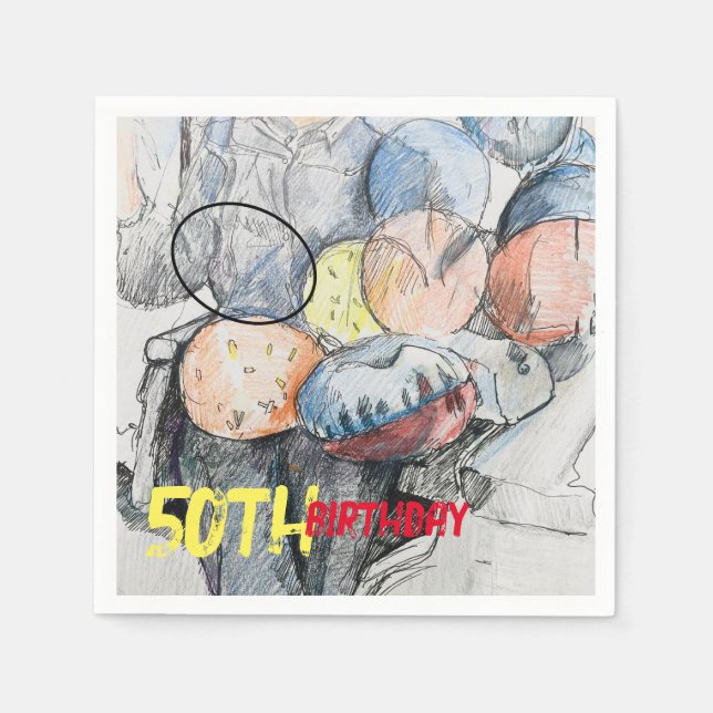 50. Geburtstagsballons Serviette (Vorderseite)
