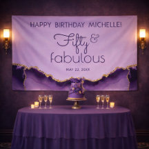 50. Geburtstagsbanner mit Lila Gold 50.