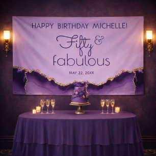 50. Geburtstagsbanner mit Lila Gold 50. Banner
