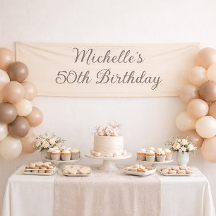 50. Geburtstagsbanner Name Elegant Beige Banner
