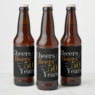 50. Geburtstagsbier und Cheers Black Gold Party Bierflaschenetikett