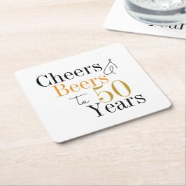 50. Geburtstagsbiere und Backen Minimales Party Rechteckiger Pappuntersetzer