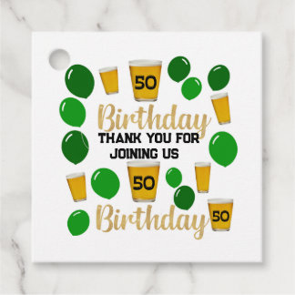 50. Geburtstagsbiere und grüne Ballons Liebesmarke Geschenkanhänger