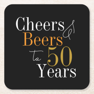 50. Geburtstagsbiere und Prost Black Gold Party Rechteckiger Pappuntersetzer