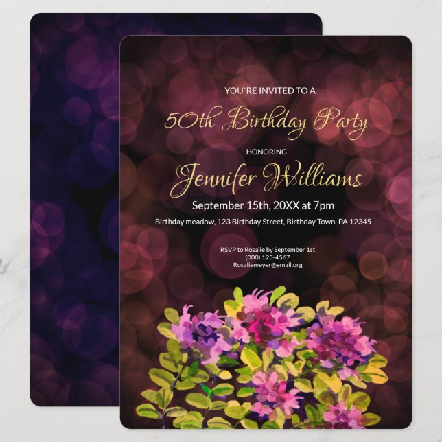 50. Geburtstagseinladung thyme Einladung (Vorne/Hinten)