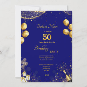 50. Geburtstagsfeier der Gold & Navy Einladung
