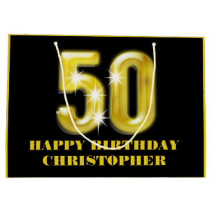 50. Geburtstagsfeier des eleganten schwarzen Große Geschenktüte