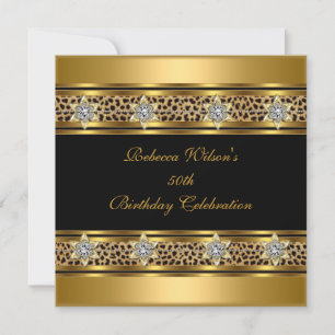 50. Geburtstagsfeier Elegant Gold Schwarz Leopard Einladung