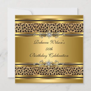 50. Geburtstagsfeier Elegant Gold Schwarz Leopard Einladung