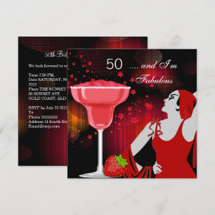 50. Geburtstagsfeier Fantastische 50 Diva Rot Schw Einladung