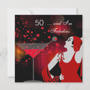 50. Geburtstagsfeier Fantastische 50 Diva Rot Weiß Einladung