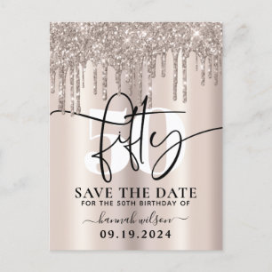 50. Geburtstagsfeier Funkelnde Glitter Save The Da Postkarte