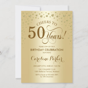50. Geburtstagsfeier - Gold Einladung