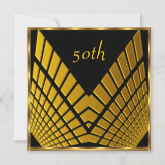 50. Geburtstagsfeier Gold Schwarz Gold 1 Einladung