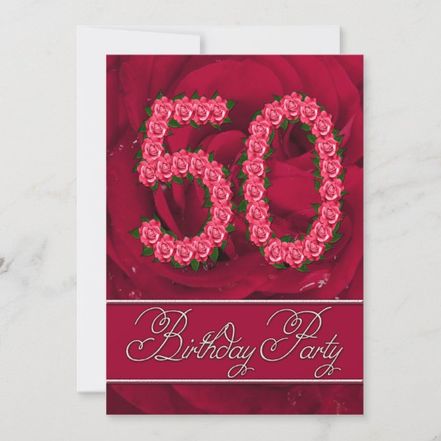 50. Geburtstagsfeier mit Rose Einladung (Vorderseite)