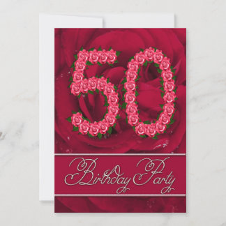 50. Geburtstagsfeier mit Rose Einladung