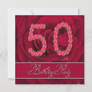 50. Geburtstagsfeier mit Rose Einladung