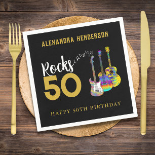 50. Geburtstagsfeier Musik Gitarre Rocks 50 Serviette