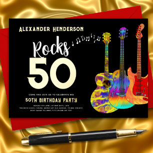 50. Geburtstagsfeier Musik Rocks 50 Gold Folieneinladung