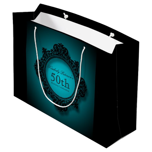 50. Geburtstagsfeier Personalisierte Geschenktasch Große Geschenktüte (Rückseite Schrägansicht)