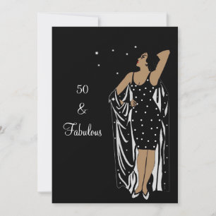 50. Geburtstagsfeier Retro Diva Dekoration Schwarz Einladung