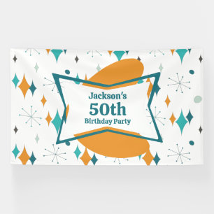 50. Geburtstagsfeier Retro Mitte des Jahrhunderts, Banner