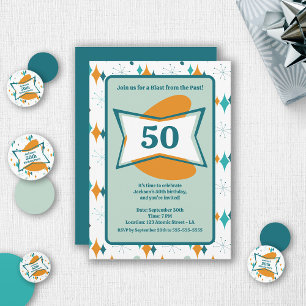 50. Geburtstagsfeier Retro Mitte des Jahrhunderts, Einladung