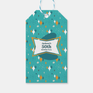 50. Geburtstagsfeier Retro Mitte des Jahrhunderts, Geschenkanhänger