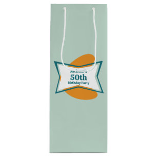 50. Geburtstagsfeier Retro Mitte des Jahrhunderts, Geschenktüte Für Weinflaschen